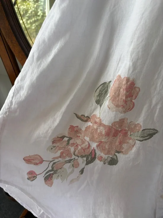 Ralph Lauren Button-Down Shirt or Swim Cover-Up Blue Pink Floral - Picture 6 of 9